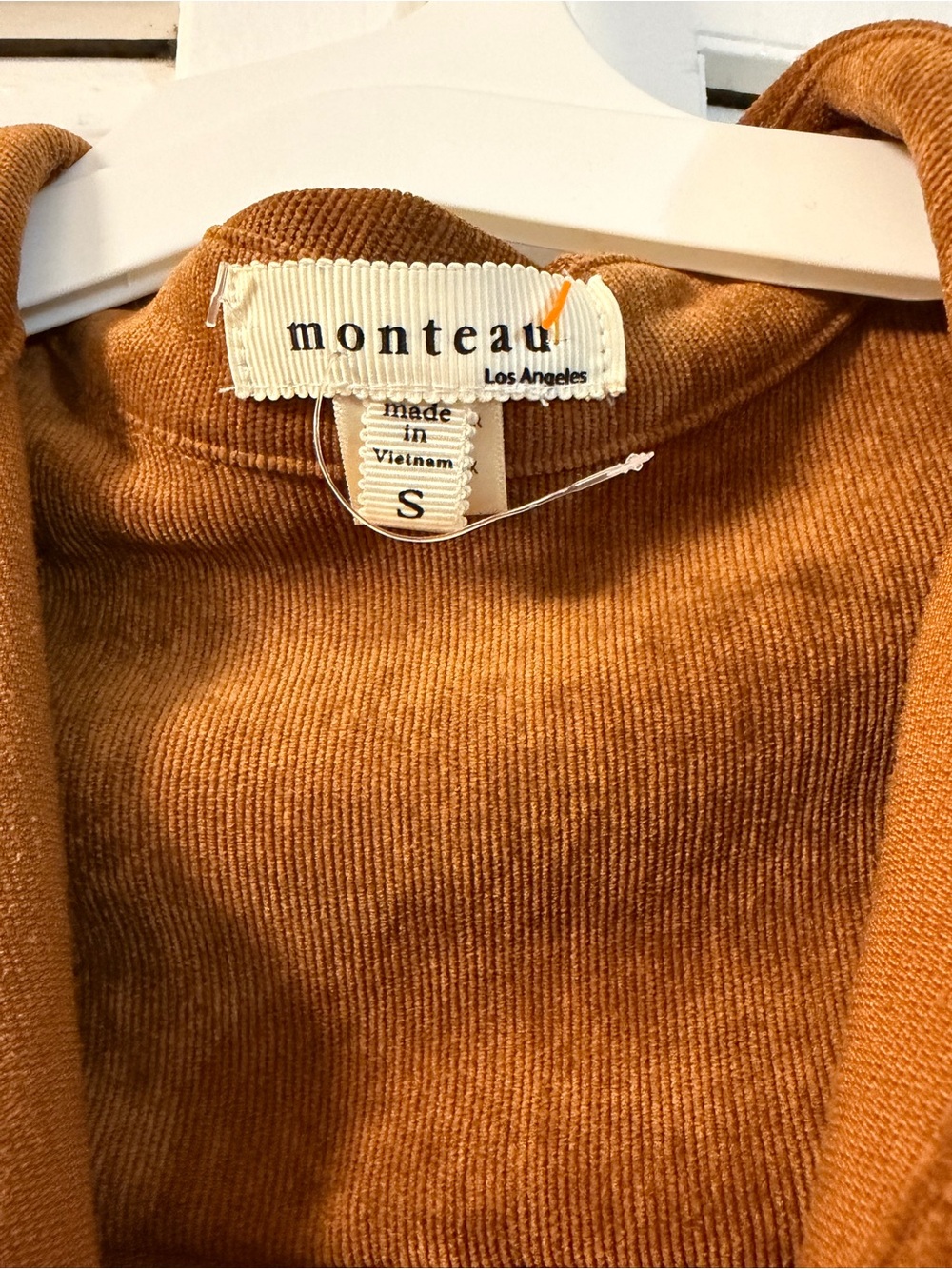Monteau Short-Sleeve Button-Front Belted Dress in Burnt Orange - Picture 3 of 3